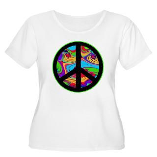 Peace Sign Womens Plus Size Scoop Neck T Shirt