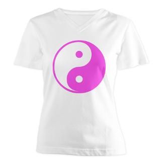 pink yin yang women s v neck t shirt $ 17 77