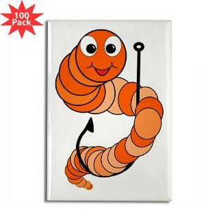 and Entertaining  Cute Cartoon Fishing Worm Rectangle Magnet (100 pa