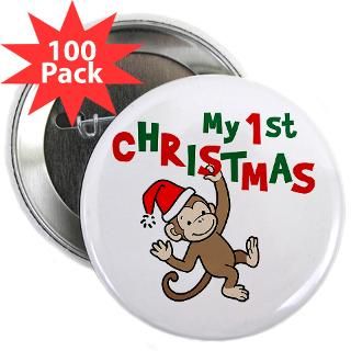 Buttons  My First Christmas   Monkey 2.25 Button (100 pack