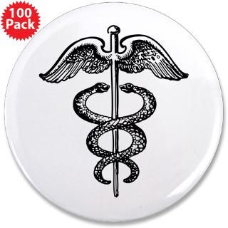 Asclepius Buttons  Asclepius Staff   Medical Symbol 3.5 Button (100