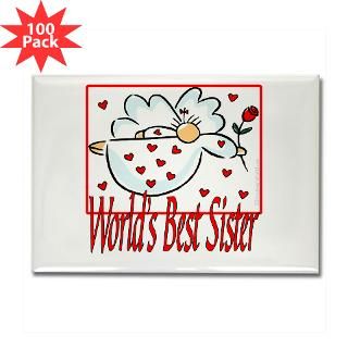 and Entertaining  Worlds Best Sister Rectangle Magnet (100 pack
