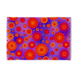 Orange Red and Purple Hippie Flower Pattern Pillow for $24.00
