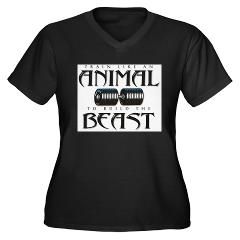 TRAIN LIKE AN ANIMAL Womens Plus Size V Neck Dark T Shirt