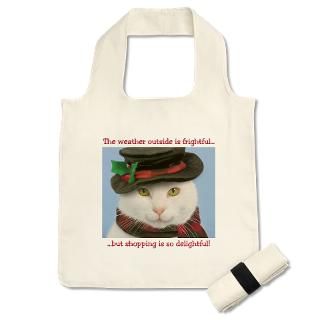 Cat Gifts  Cat Bags  Snow cat Christmas Reusable Shopping Bag