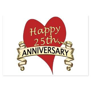 Anniversary Gifts  25Th. Anniversary Flat Cards  3.5 x 5 Flat Cards
