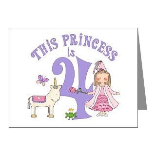 Birthday Note Cards  Unicorn Princess 4th Birthday Invitations 20pk