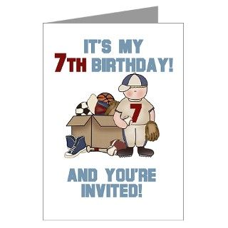 7Th Birthday Greeting Cards  I Love Sports 7th Birthday Invitations