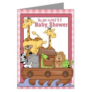  Animals Greeting Cards  Noahs Ark Baby Shower Invitations (Pink