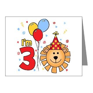 Note Cards  Cool Lion Face 3rd Birthday Invitations (Pk of 20