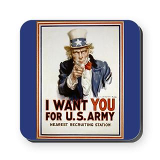 WWII Uncle Sam Recruiting Poster Art Cork Coaster