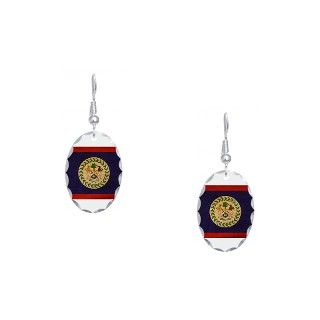 Art Gifts  Art Jewelry  Belize Flag Earring Oval Charm