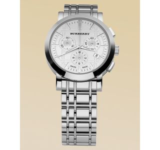 Burberry Mens Stainless Check Bracelet Chrono Watch, 39mm