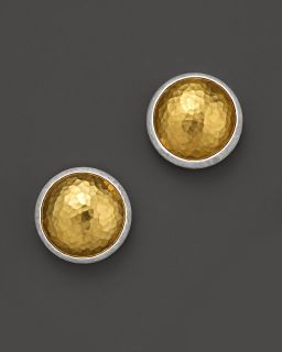 Gurhan Pure Silver And 24 Kt. Gold Round Amulet Earrings