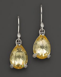 Judith Ripka Sterling Silver Pear Stone Earrings in Canary Crystal