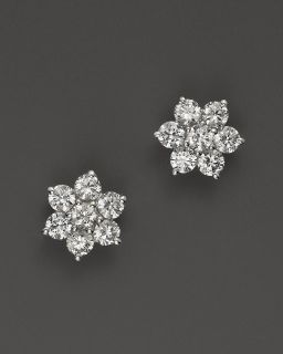 Diamond Flower Earrings in 14K White Gold, .75 ct.tw.