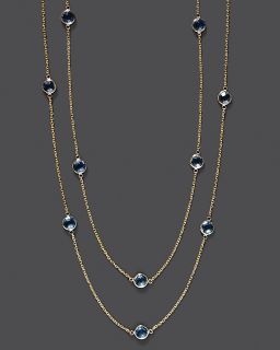 Blue Topaz Necklace In 14K Yellow Gold, 44