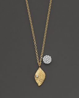 Meira T 14 Kt. Yellow Gold/Diamond Leaf and Pavé Necklace