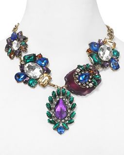 Accessories Jeweled and Agate Statement Necklace, 17