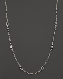 Silver Oasis Chain Necklace with White Sapphires, 17