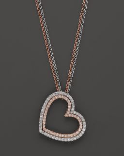 Heart Pendant Necklace in 14K White and Rose Gold, .30 ct. t.w., 18