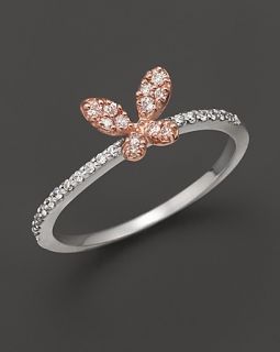 Butterfly Ring Set In 14K Rose & White Gold, 0.20 ct.