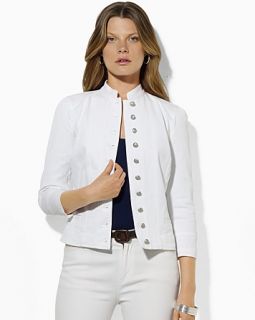 Lauren Ralph Lauren White Denim Military Jacket