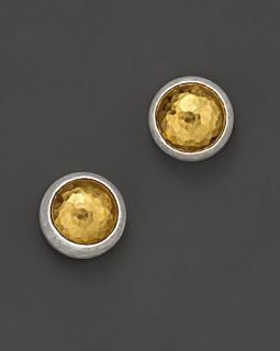 Gurhan Pure Silver And 24 Kt. Gold Small Round Amulet Earrings