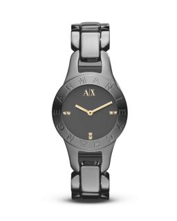 Armani Exchange Grey Stainless Steel and Swarovski Crystal Watch, 30mm