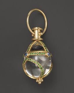 Clair Tsavorite and Blue Sapphire Stupa Amulet in 18K Yellow Gold, 32