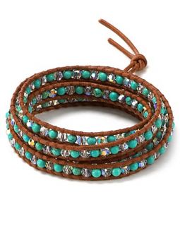 Chan Luu December Five Wrap Swarovski Crystal and Turquoise Leather