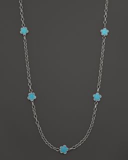 Silver Love Me, Love Me Not Link Necklace with Turquoise Stations, 36