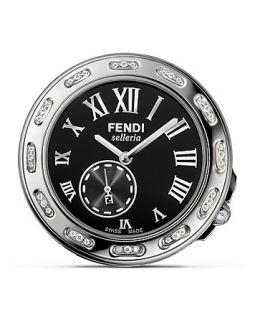 Fendi Round Selleria Stainless Steel Round Watch Head with Diamonds