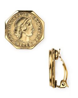 Carolee 40th Anniversary Collection Coin Button Clip Earring