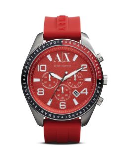 Armani Exchange Red Silicone Chronograph Watch, 47mm