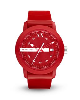 Armani Exchange Red Rubber Watch, 44mm