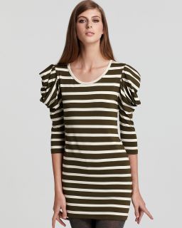 Los Angeles Striped Cowl Sleeve 80s Tee Dress