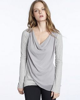 melange drape front price $ 97 00 color grey size select size l m xl