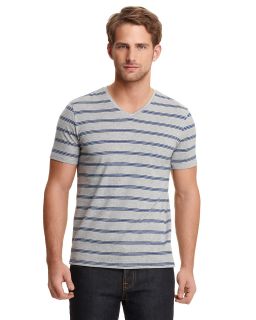Vince Short Sleeve V Neck Striped Jersey T Shirt