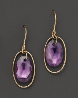 14K Yellow Gold Small Oval Orbit Earrings with Amethyst