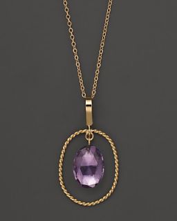 Angeleno 14K Yellow Gold Simple Framed Amethyst Necklace, 18