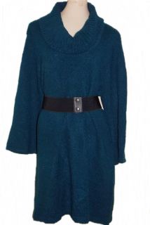 New Karen Scott Marled Knit Cowl Neck Sweater Tunic Dress Teal Size M