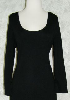 Ann Taylor Long Black Wool Knit Sweater Dress 16 Stretch 3 4 Sleeves