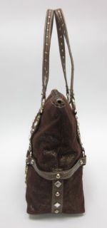 Kathy Van Zeeland Metallic Studded Shoulder Handbag Bag