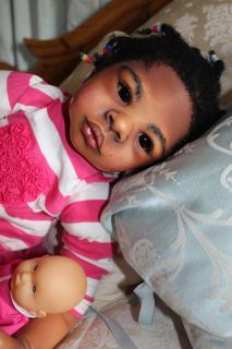 AA Toddler Big Baby Reborn Girl Ethnic Doll African Black Kenia by