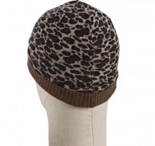 NEW 100% Cashmere KASHMERE Camel Animal Print Ski Cap Hat Leopard