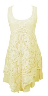 Crochet Lace Trim Asymmetrical Tunic Dress Kasia Size 8 New