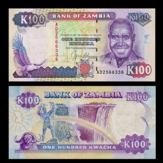 Banknote Zambia 1991 Kenneth Kaunda Victoria Falls Pick 34 UNC