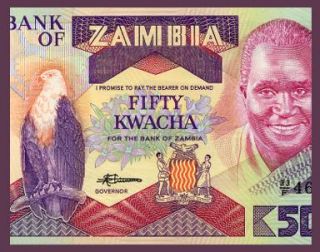 Banknote of ZAMBIA 1986   Kenneth KAUNDA   Fish EAGLE   Pick 28   UNC