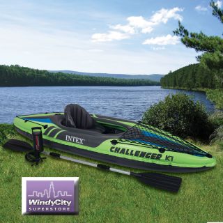 One Person Challenger K1 Inflatable Kayak Kit with Paddle Pump
